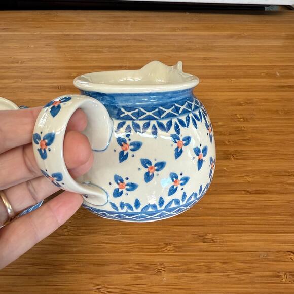 WIZA Boleslawiec Polish Pottery Cream Pitcher + Open Bowl Flawless Condition - Picture 5 of 9